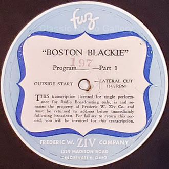 Boston Blackie radio transcription disc